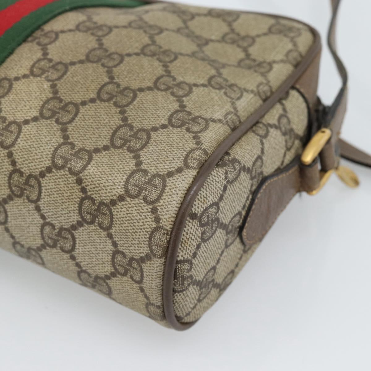GUCCI GG Supreme Web Sherry Line Bag PVC Beige Gold 75 02 004 Auth 184518