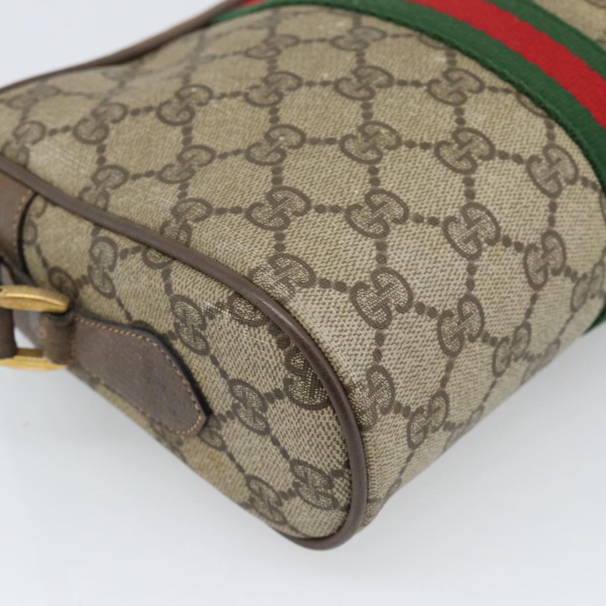 GUCCI GG Supreme Web Sherry Line Bag PVC Beige Gold 75 02 004 Auth 184518