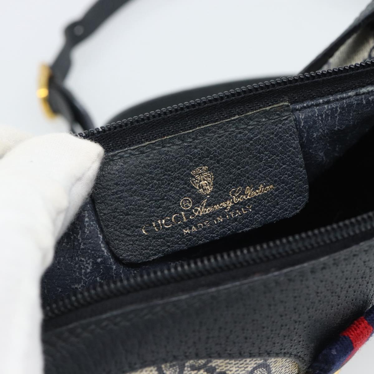GUCCI GG Supreme Sherry Line Shoulder Bag PVC Navy Gold 89 02 018 Auth 184519