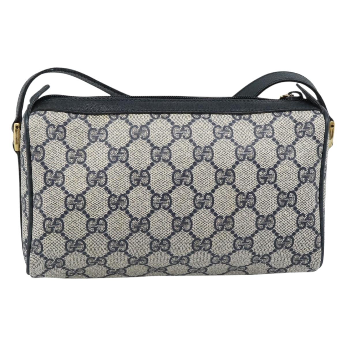 GUCCI GG Supreme Sherry Line Shoulder Bag PVC Navy Gold 89 02 018 Auth 184519