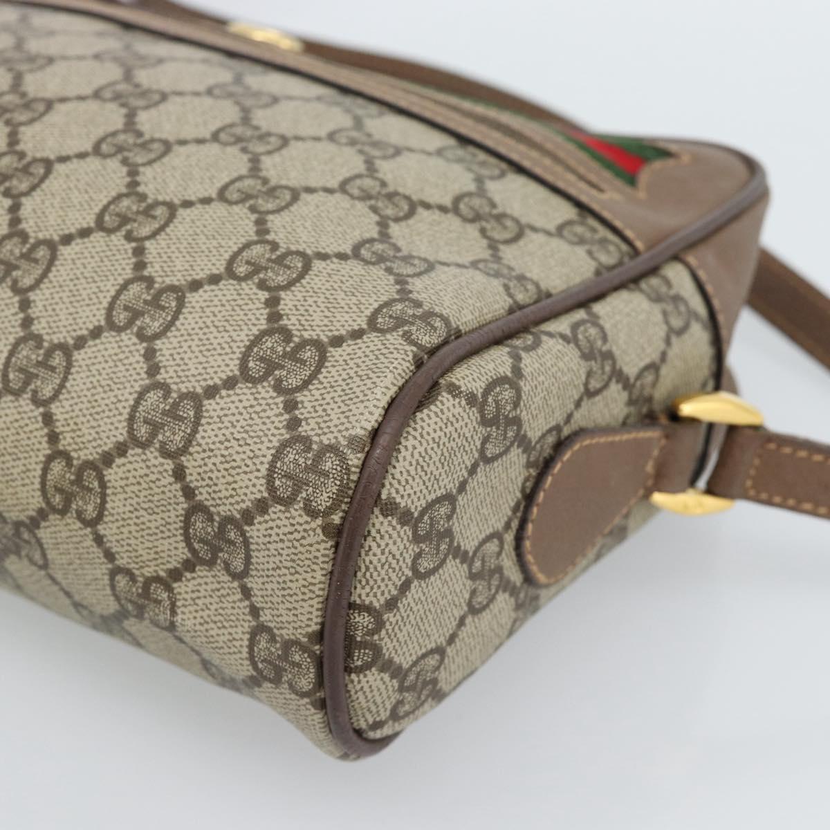 GUCCI GG Supreme Web Sherry Line Shoulder Bag Beige Gold 001 44 6472 Auth 184520