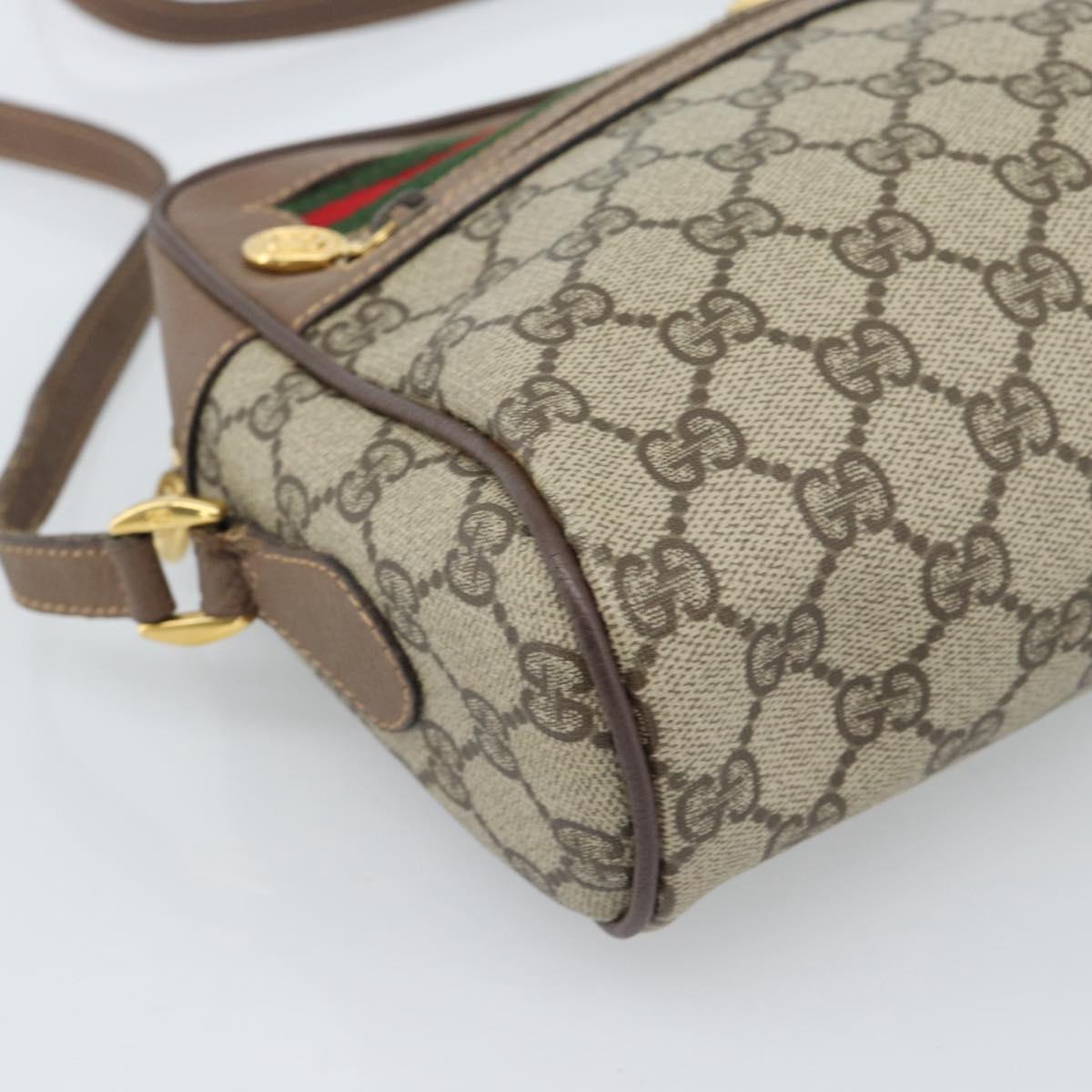 GUCCI GG Supreme Web Sherry Line Shoulder Bag Beige Gold 001 44 6472 Auth 184520