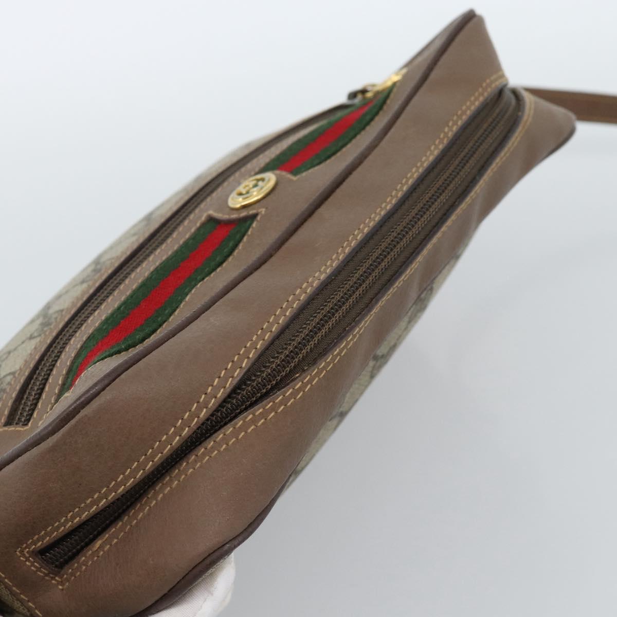 GUCCI GG Supreme Web Sherry Line Shoulder Bag Beige Gold 001 44 6472 Auth 184520