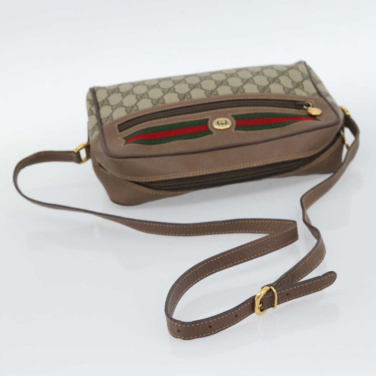 GUCCI GG Supreme Web Sherry Line Shoulder Bag Beige Gold 001 44 6472 Auth 184520