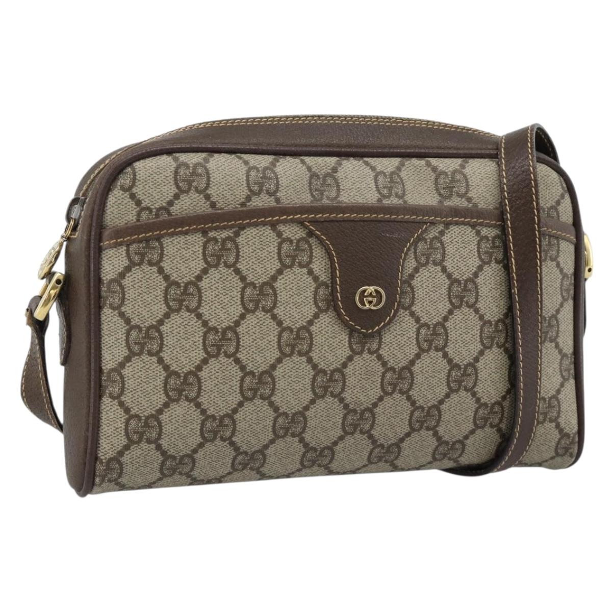 GUCCI GG Supreme Shoulder Bag PVC Beige Gold 001 58 6594 Auth 184522