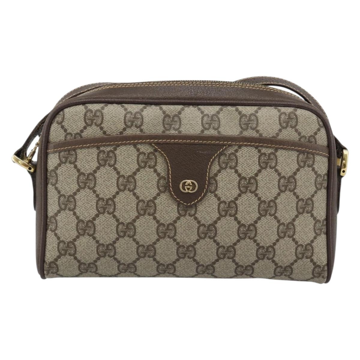 GUCCI GG Supreme Shoulder Bag PVC Beige Gold 001 58 6594 Auth 184522