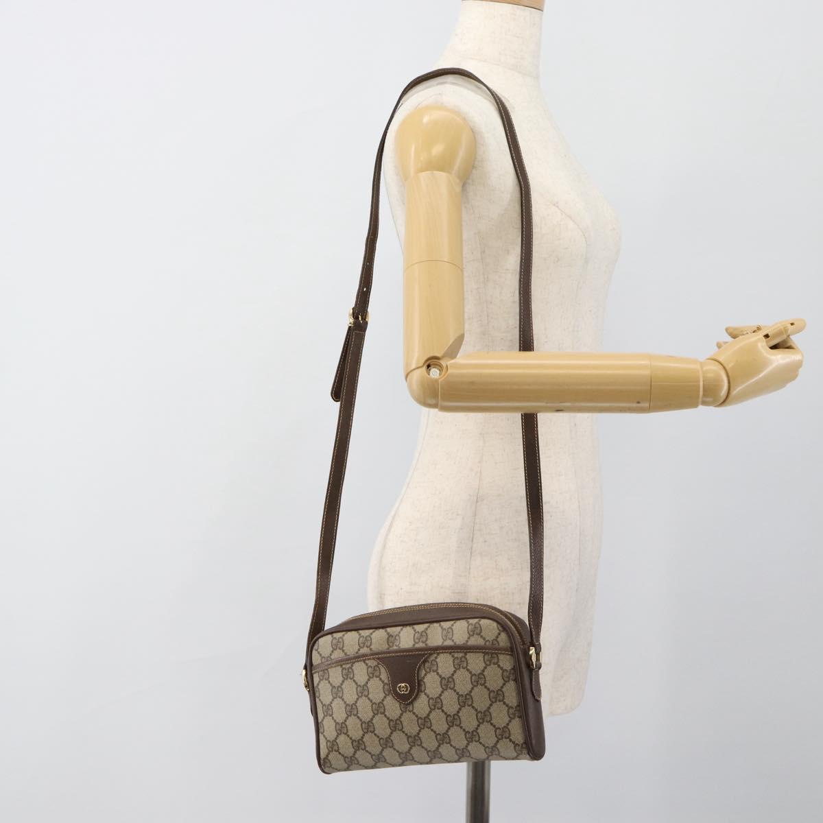 GUCCI GG Supreme Shoulder Bag PVC Beige Gold 001 58 6594 Auth 184522