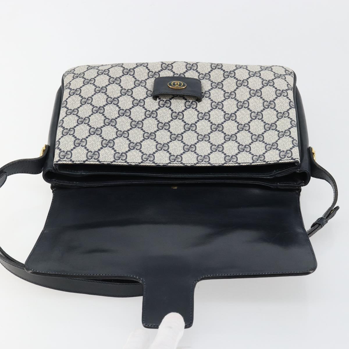 GUCCI GG Supreme Shoulder Bag PVC Navy Gold 14 01 4084 Auth 184523