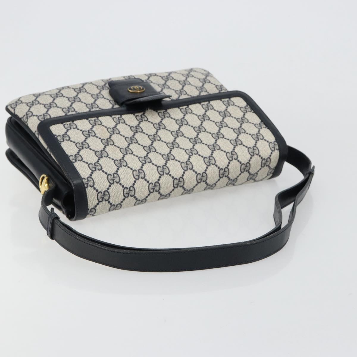 GUCCI GG Supreme Shoulder Bag PVC Navy Gold 14 01 4084 Auth 184523