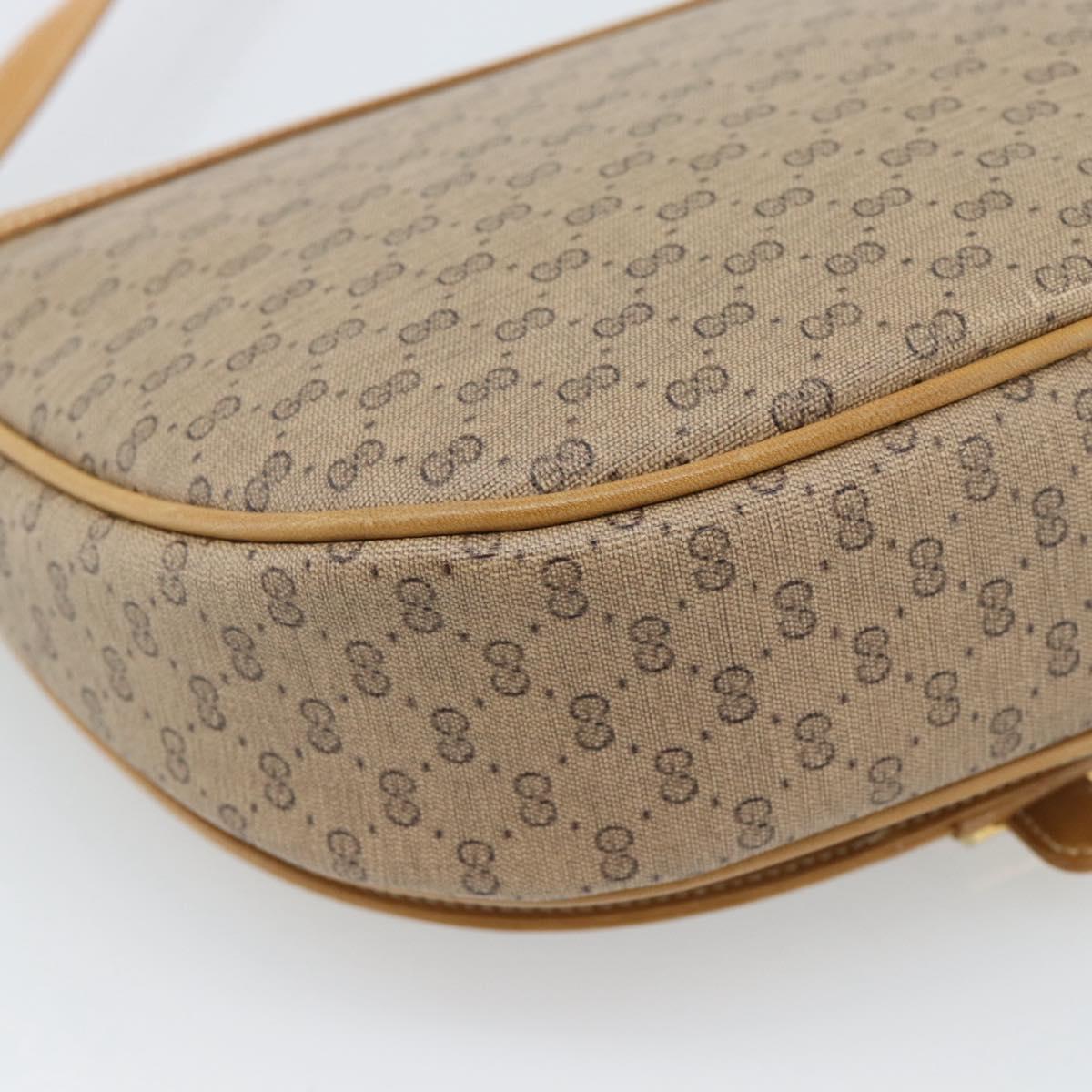 GUCCI Micro GG Supreme Shoulder Bag PVC Beige Gold Auth 184524