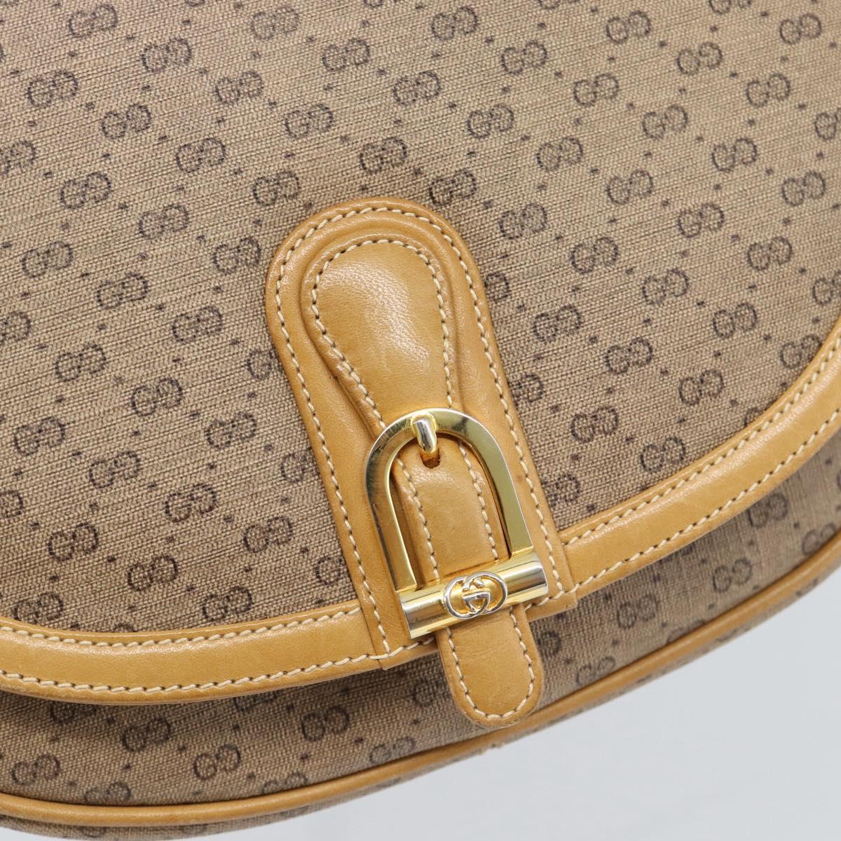 GUCCI Micro GG Supreme Shoulder Bag PVC Beige Gold Auth 184524