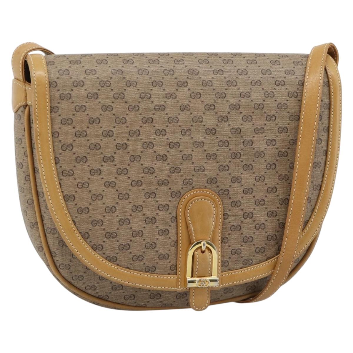 GUCCI Micro GG Supreme Shoulder Bag PVC Beige Gold Auth 184524