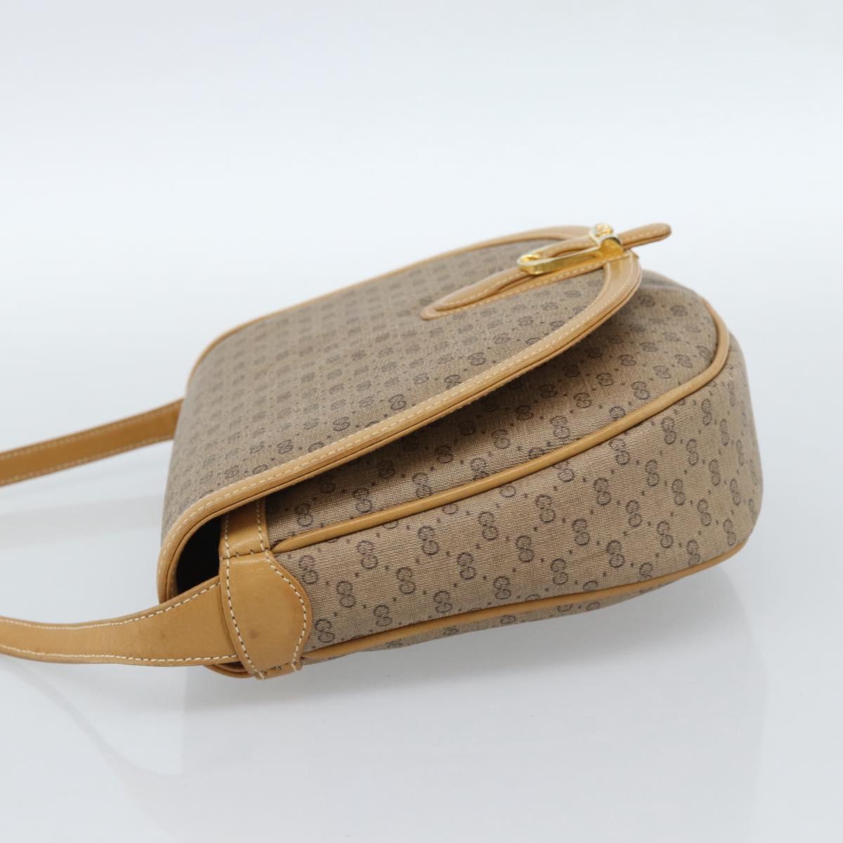 GUCCI Micro GG Supreme Shoulder Bag PVC Beige Gold Auth 184524
