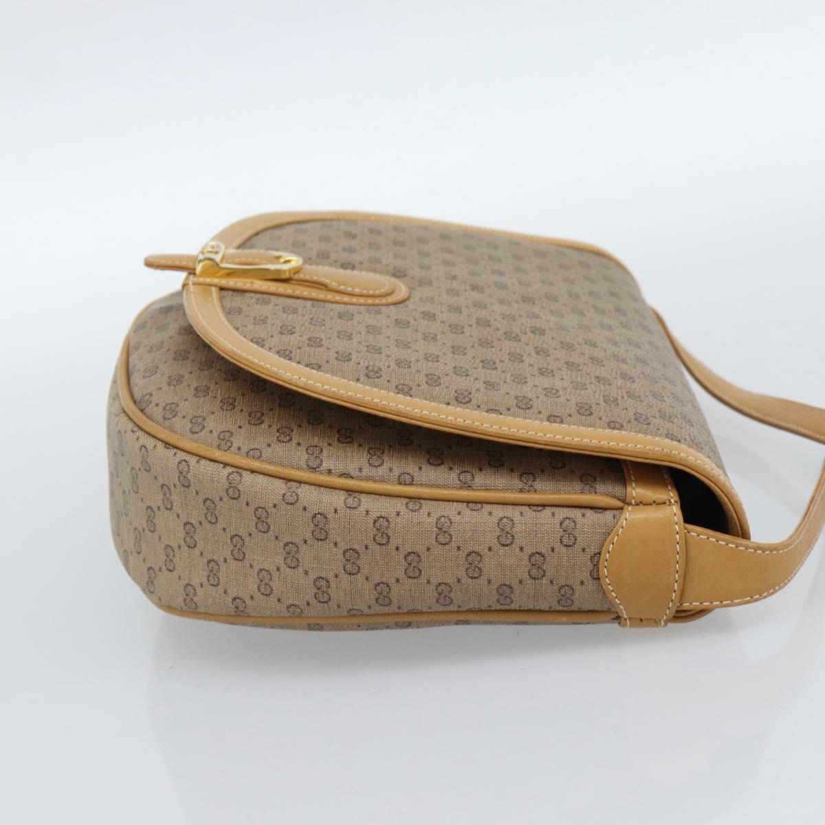 GUCCI Micro GG Supreme Shoulder Bag PVC Beige Gold Auth 184524
