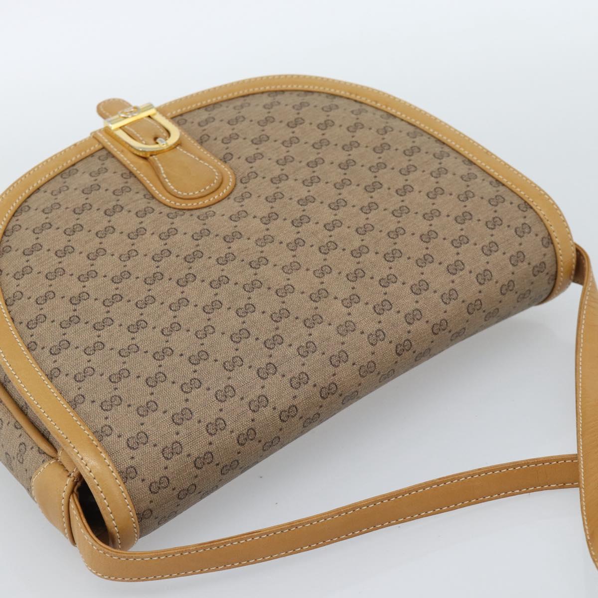GUCCI Micro GG Supreme Shoulder Bag PVC Beige Gold Auth 184524