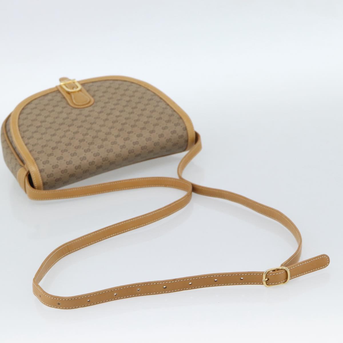 GUCCI Micro GG Supreme Shoulder Bag PVC Beige Gold Auth 184524