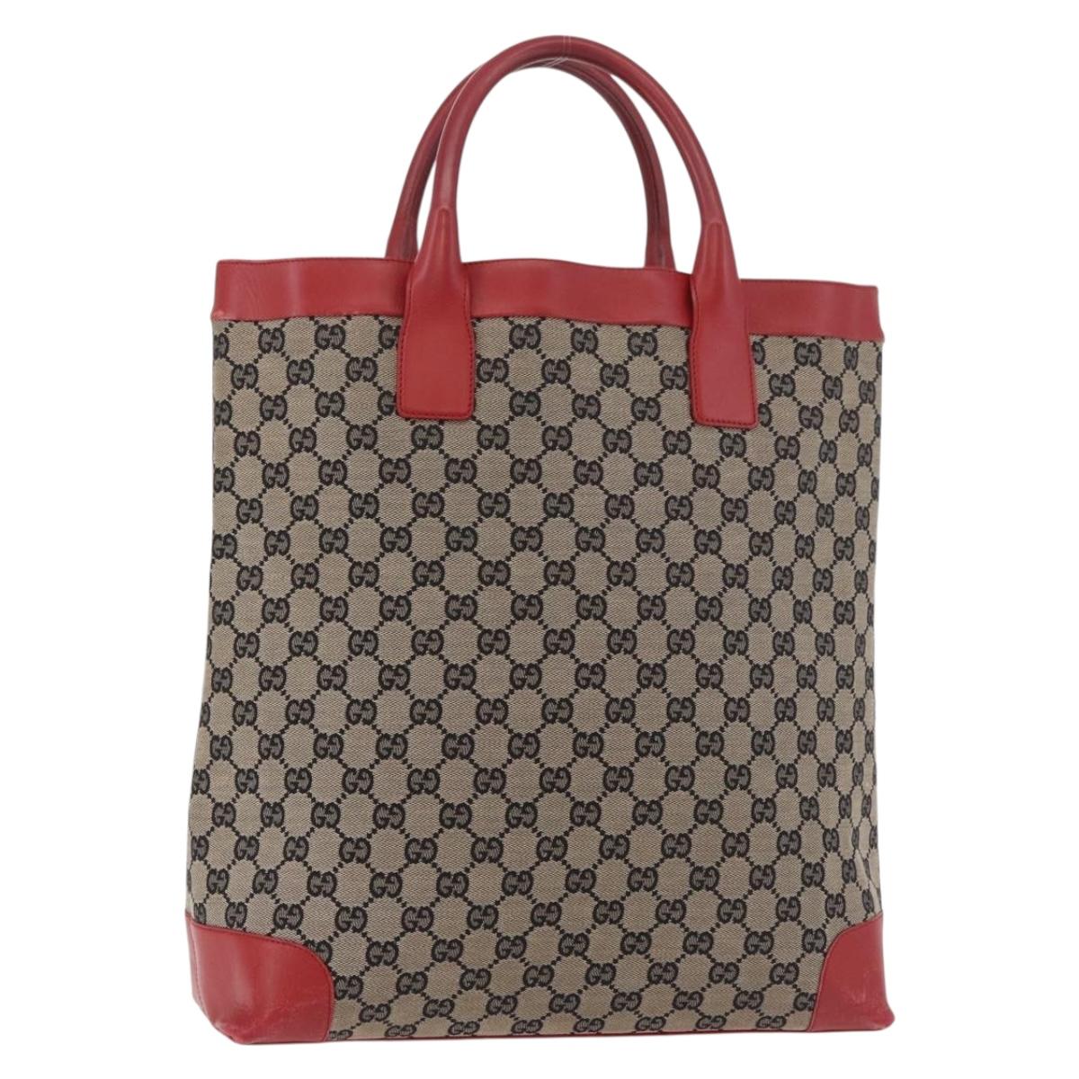 GUCCI GG Canvas Hand Bag Beige Gold 002 1121 1669 Auth 184526