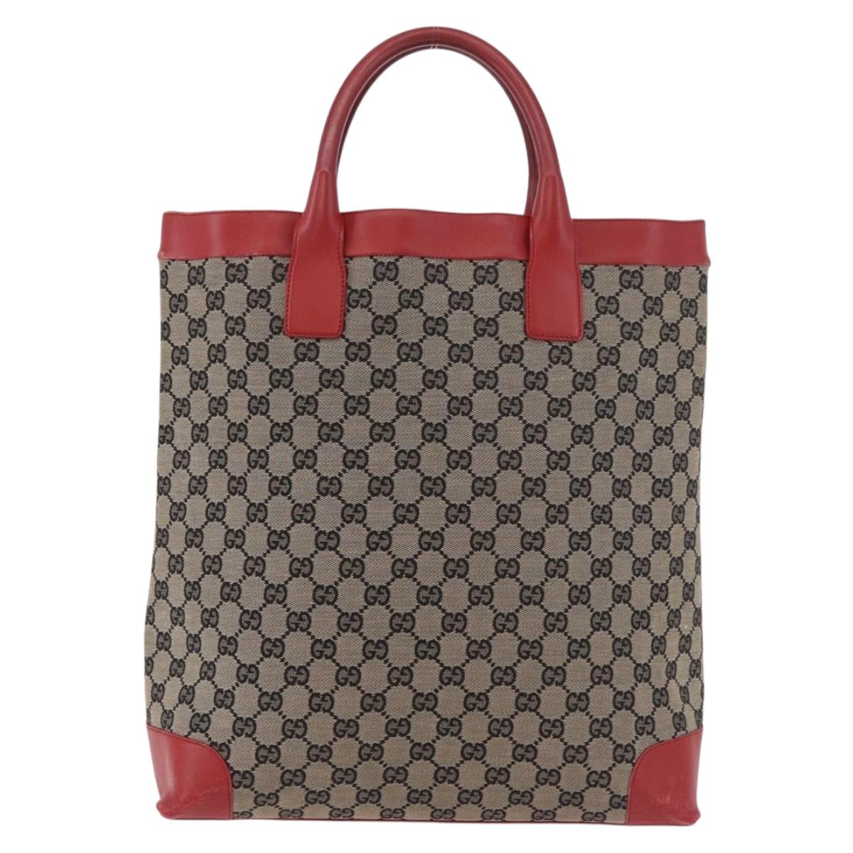 GUCCI GG Canvas Hand Bag Beige Gold 002 1121 1669 Auth 184526