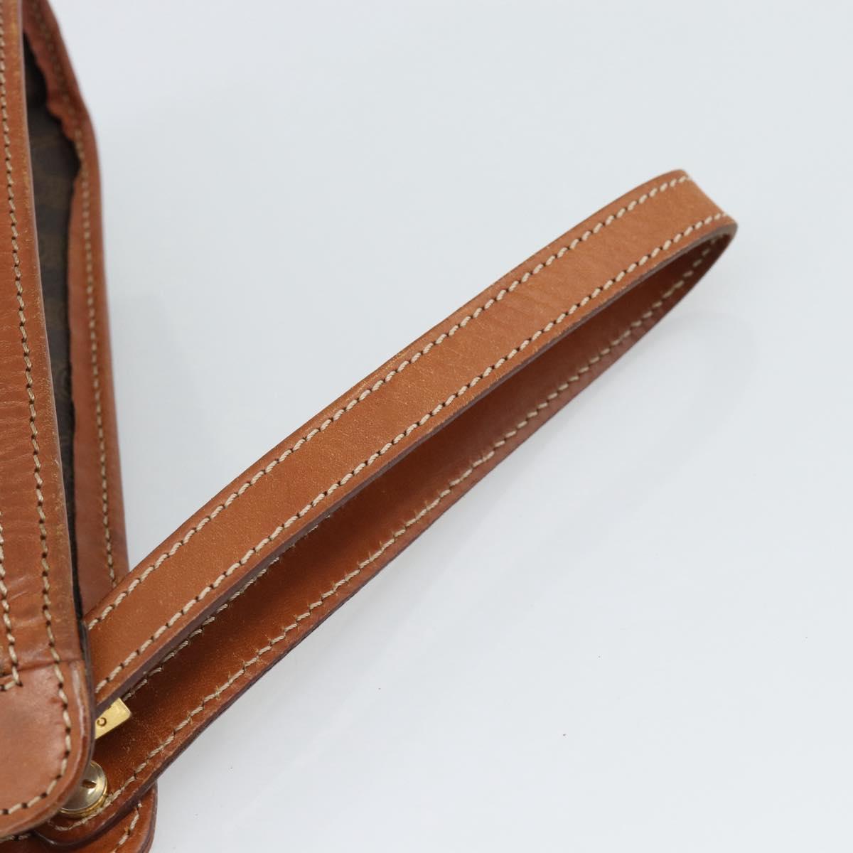CELINE Macadam Canvas Clutch Bag PVC Leather Brown Gold Auth 184528