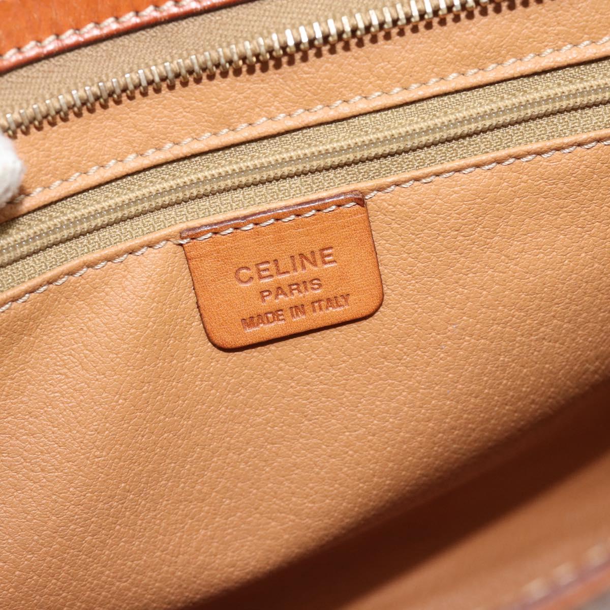 CELINE Macadam Canvas Clutch Bag PVC Leather Brown Gold Auth 184528