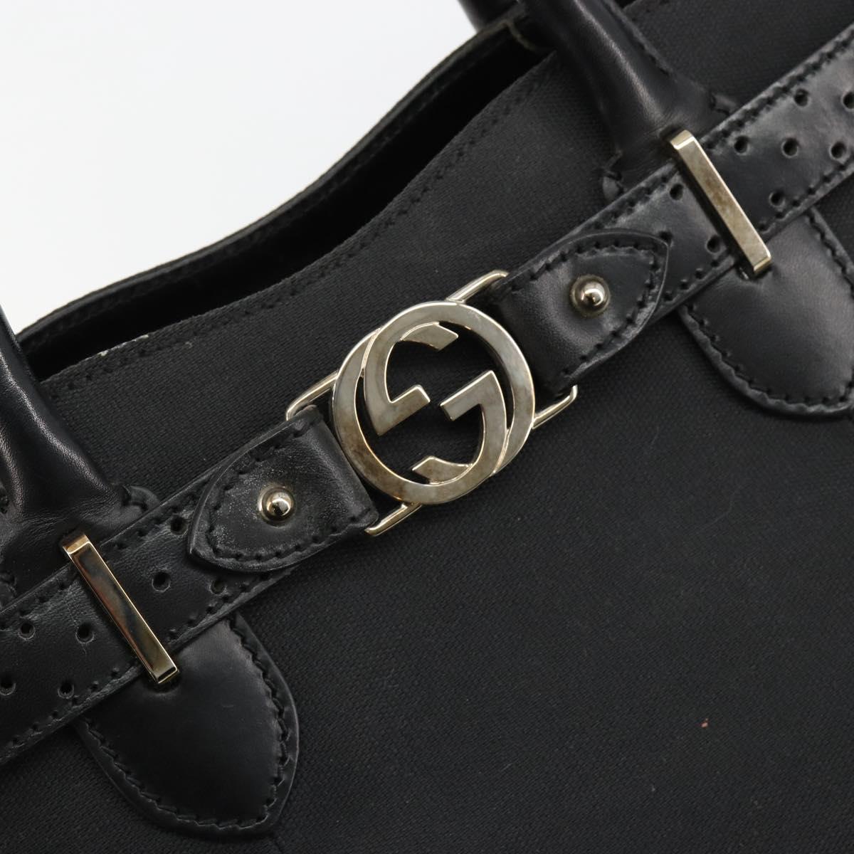 GUCCI Canvas Tote Bag Black Gold 114888 Auth 184529