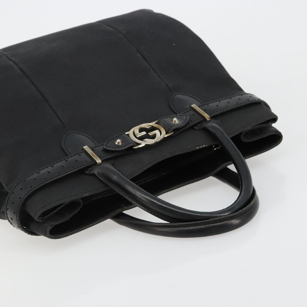 GUCCI Canvas Tote Bag Black Gold 114888 Auth 184529