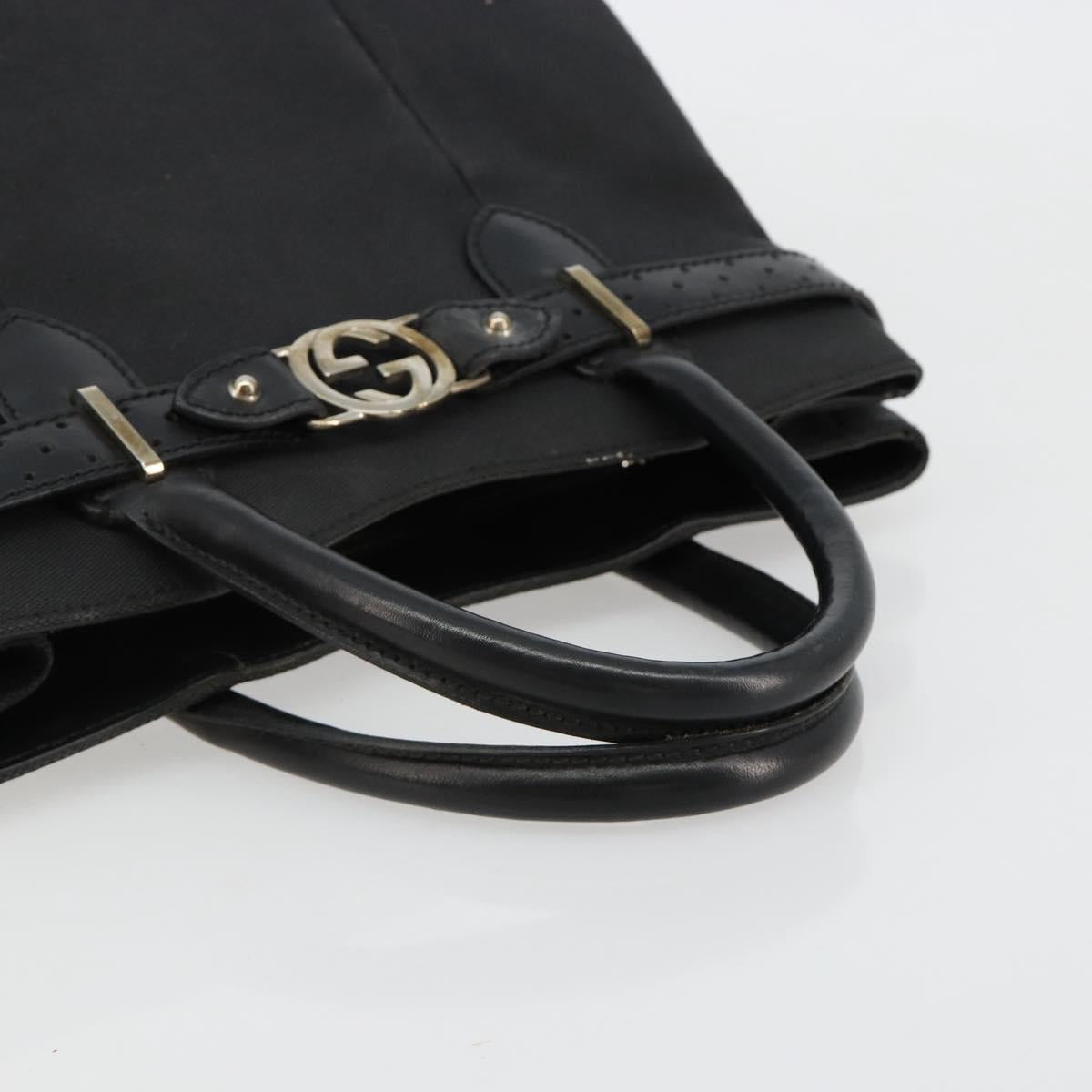 GUCCI Canvas Tote Bag Black Gold 114888 Auth 184529