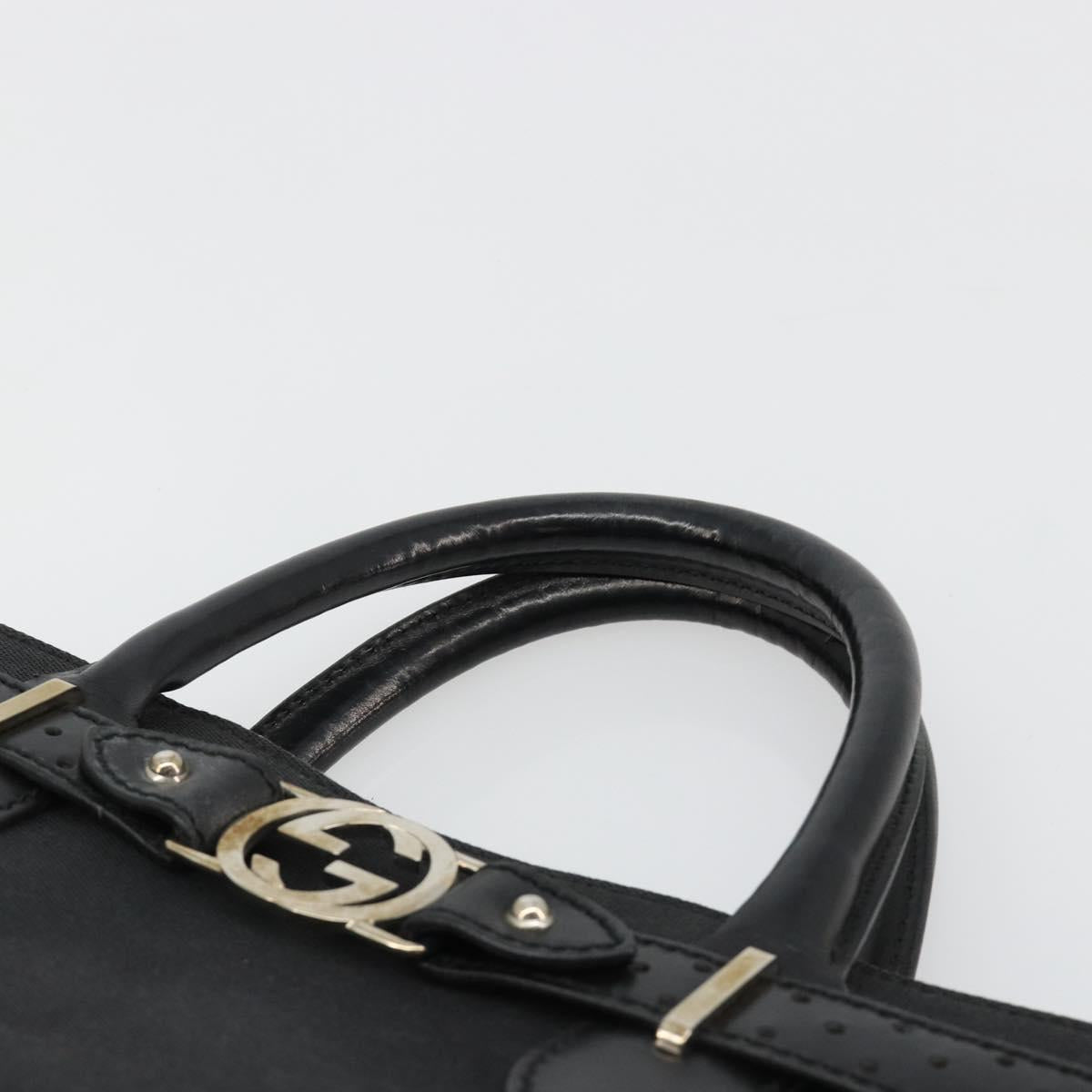 GUCCI Canvas Tote Bag Black Gold 114888 Auth 184529