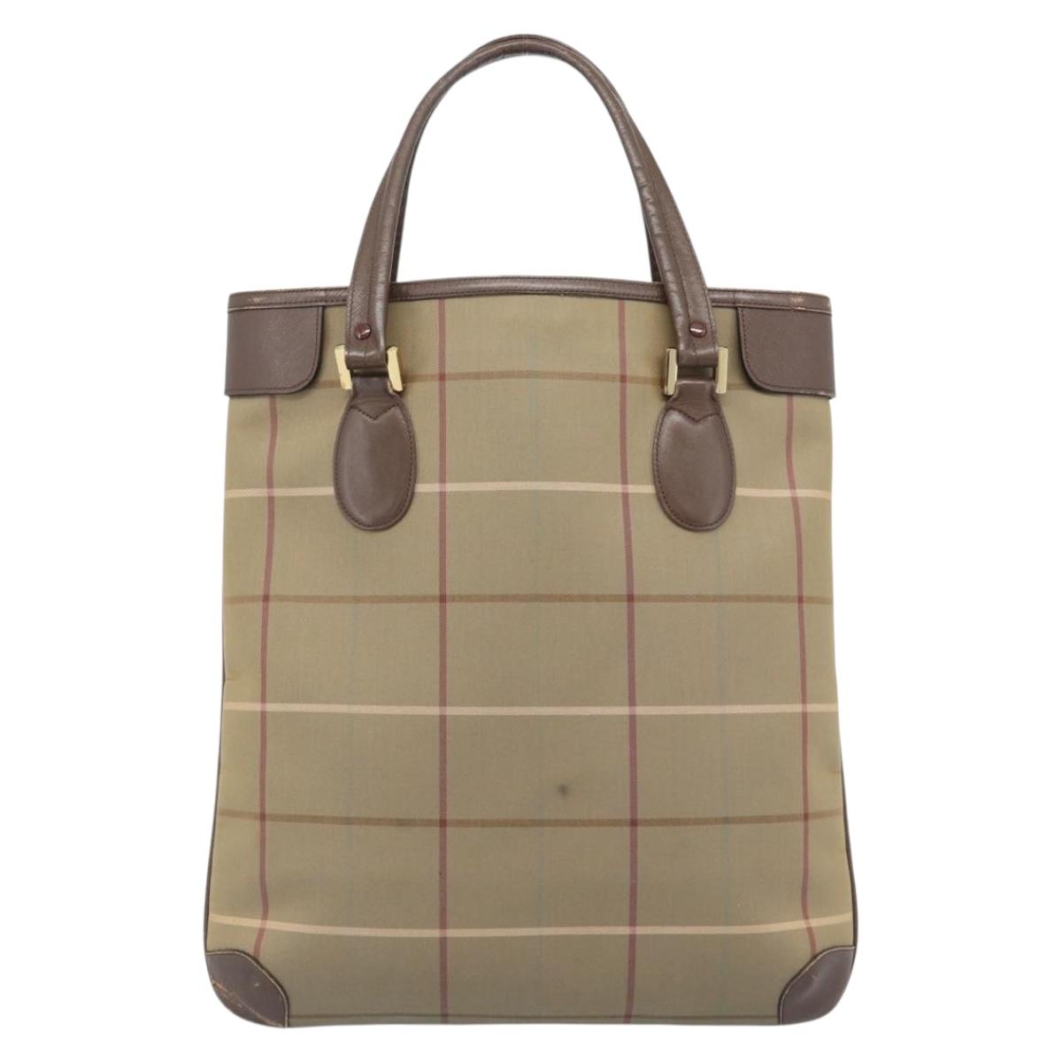 Burberrys Nova Check Tote Bag Canvas Beige Gold Auth 184530