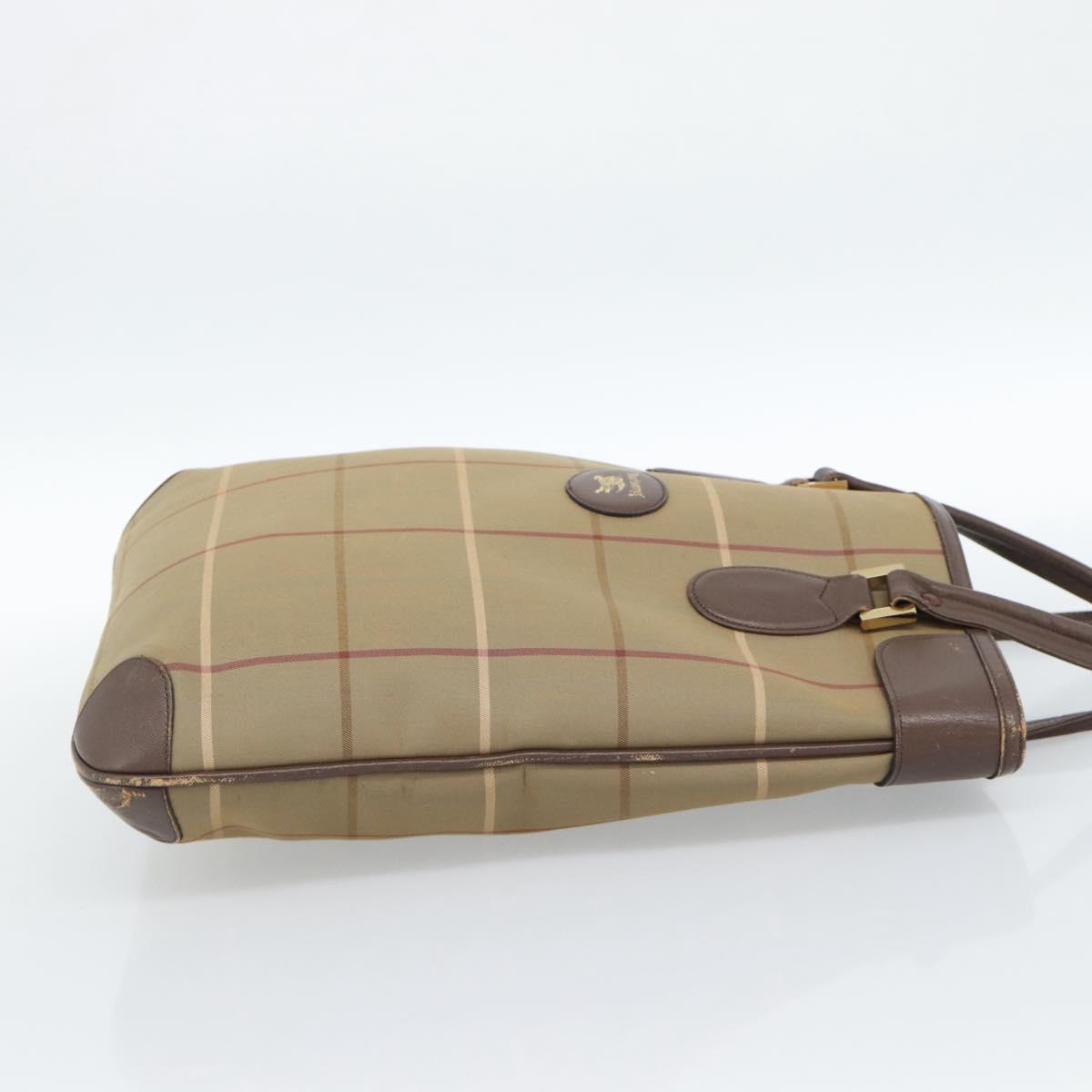 Burberrys Nova Check Tote Bag Canvas Beige Gold Auth 184530