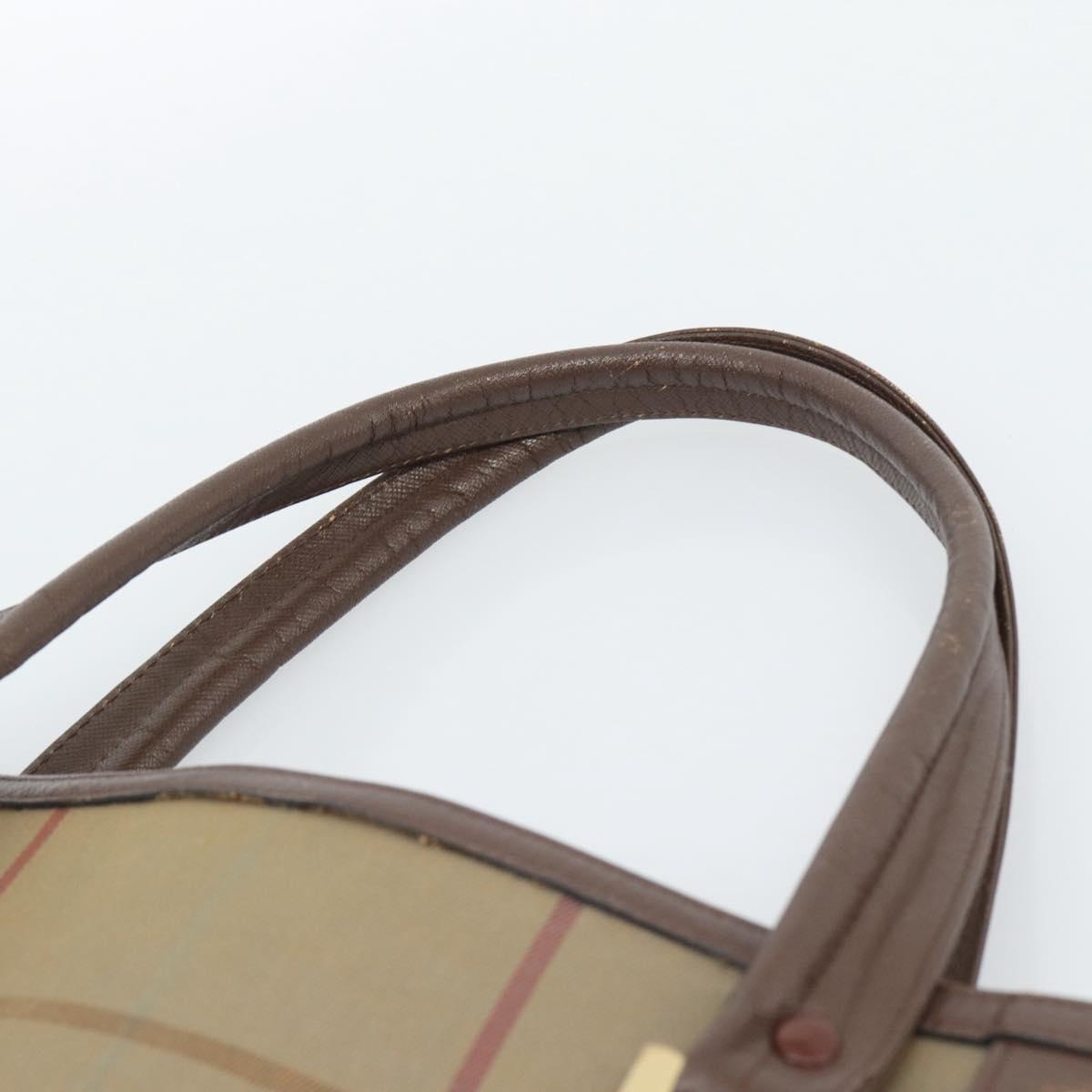 Burberrys Nova Check Tote Bag Canvas Beige Gold Auth 184530