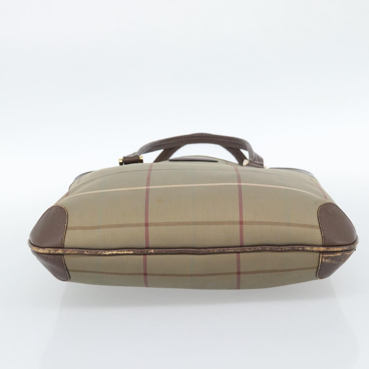 Burberrys Nova Check Tote Bag Canvas Beige Gold Auth 184530