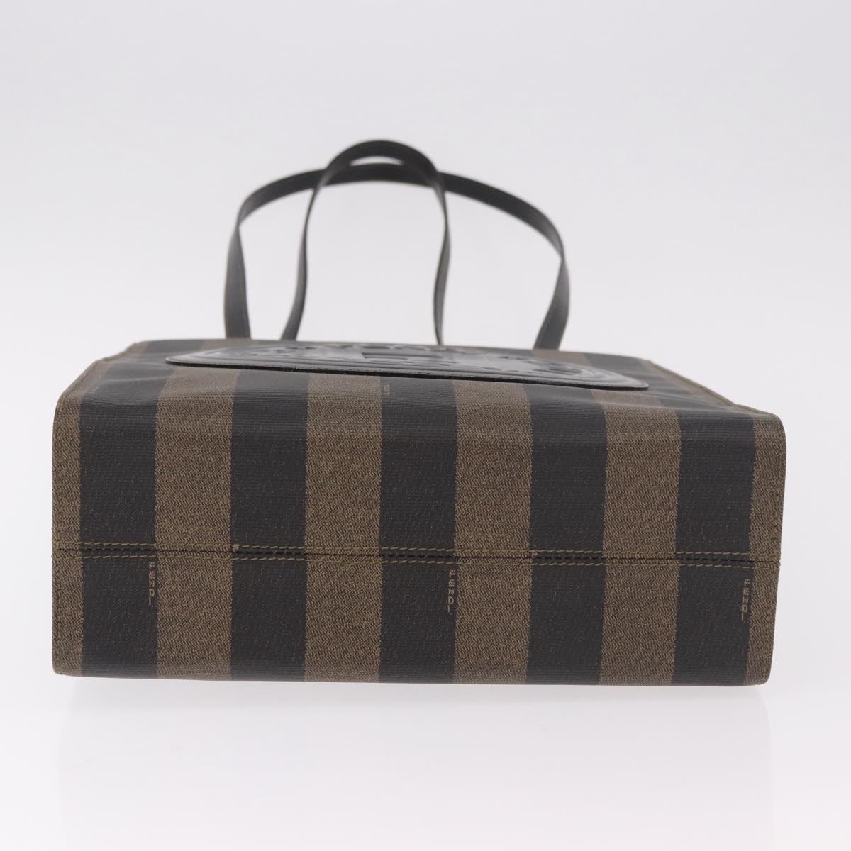 FENDI Pecan Canvas Tote Bag PVC Brown Black Auth 184531A