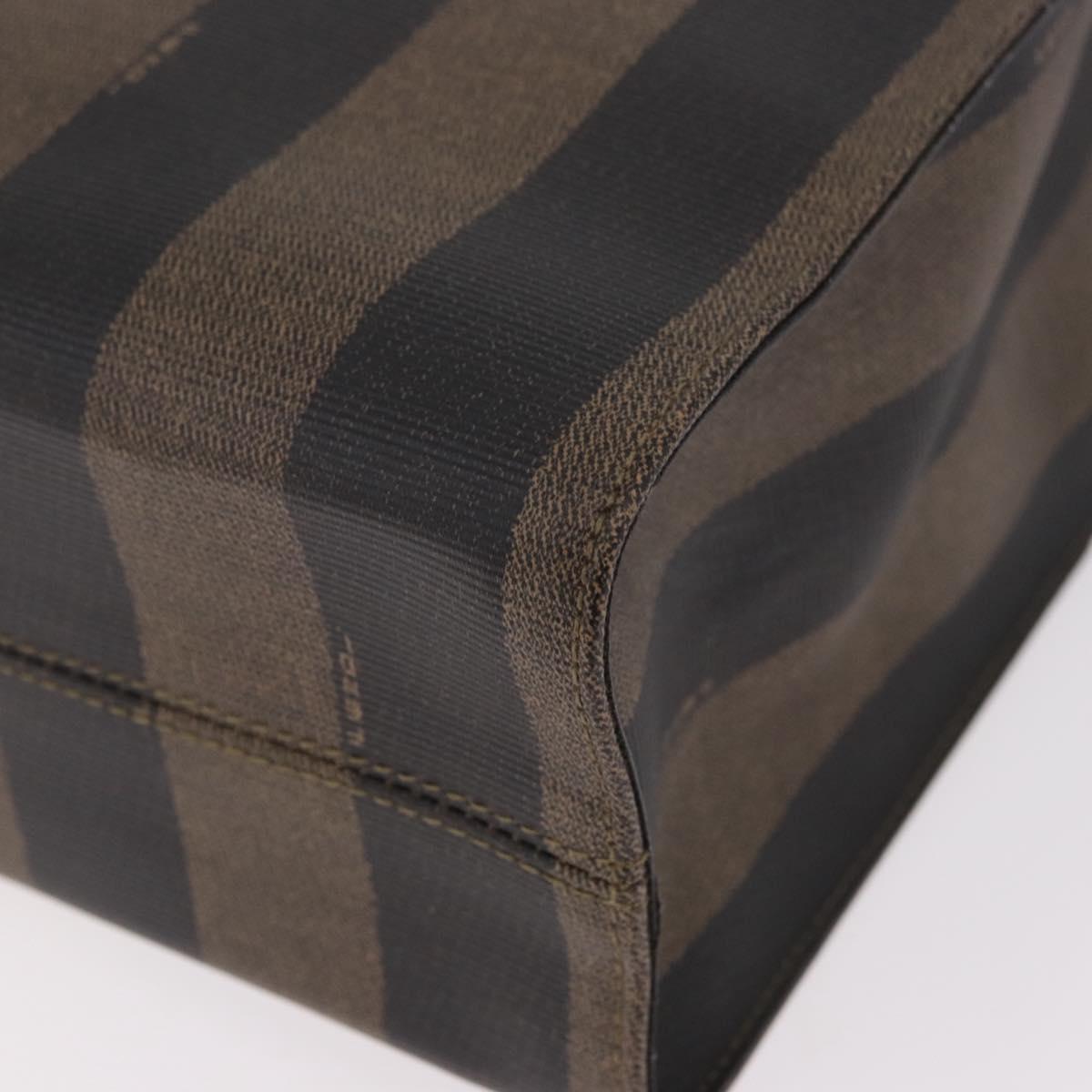 FENDI Pecan Canvas Tote Bag PVC Brown Black Auth 184531A