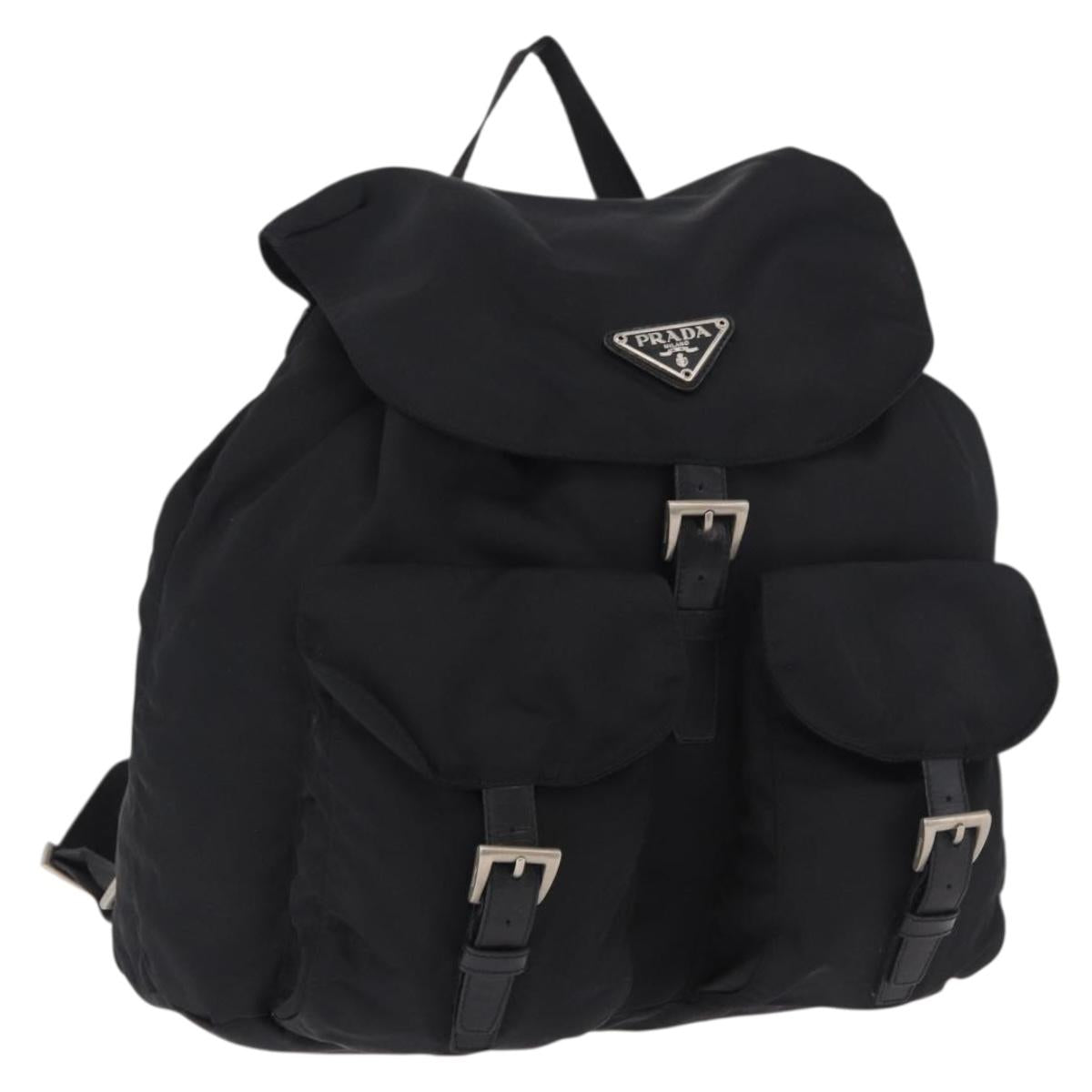 PRADA Backpack Nylon Black Silver Auth 184534A