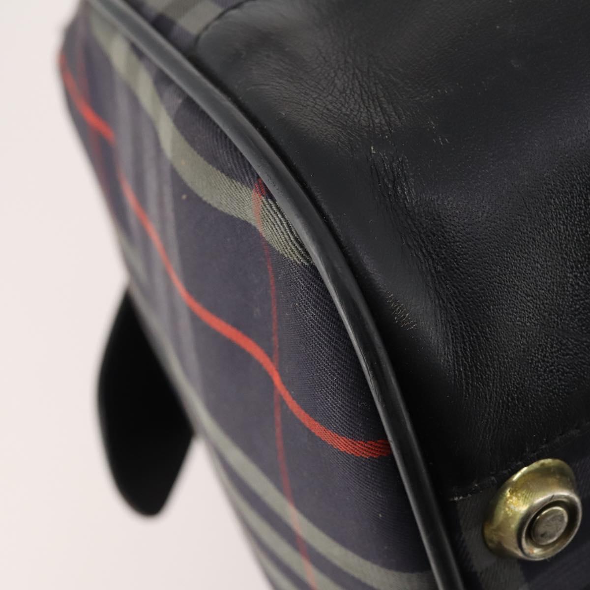 Burberrys Nova Check Boston Bag Canvas Navy Gold Auth 184536