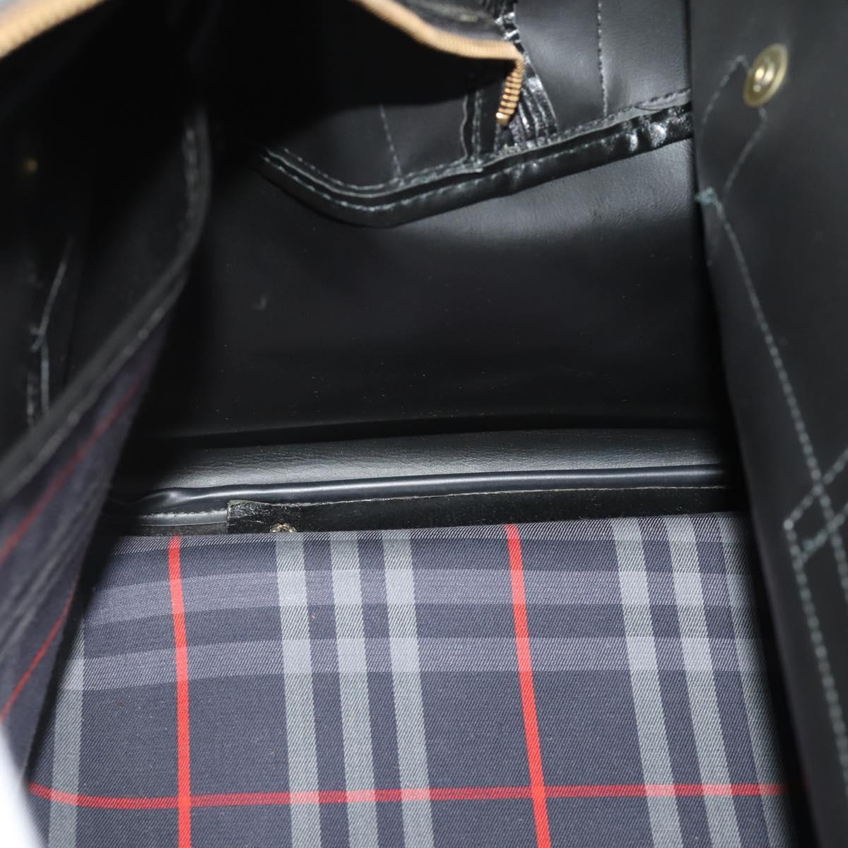 Burberrys Nova Check Boston Bag Canvas Navy Gold Auth 184536