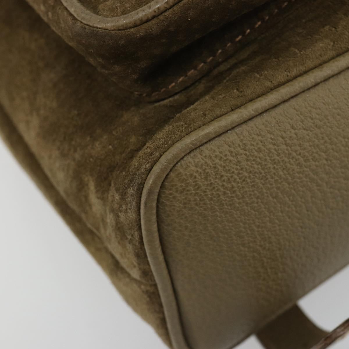 GUCCI Backpack Suede Khaki Gold 003 2058 0016 Auth 184537A