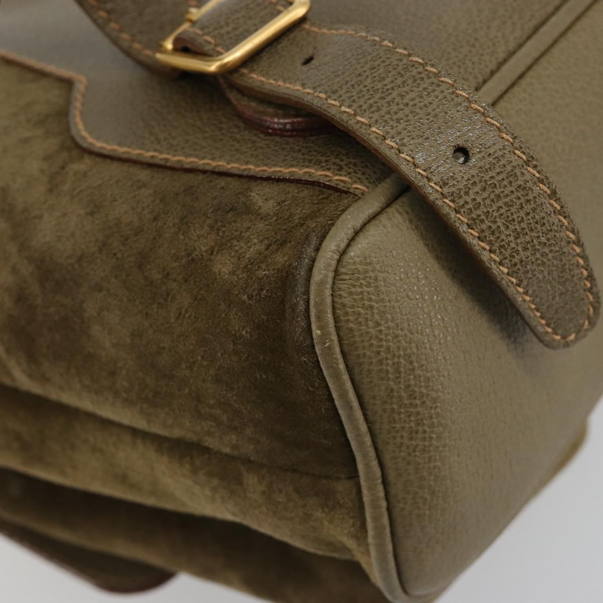 GUCCI Backpack Suede Khaki Gold 003 2058 0016 Auth 184537A