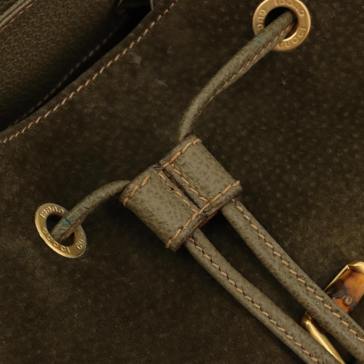 GUCCI Backpack Suede Khaki Gold 003 2058 0016 Auth 184537A