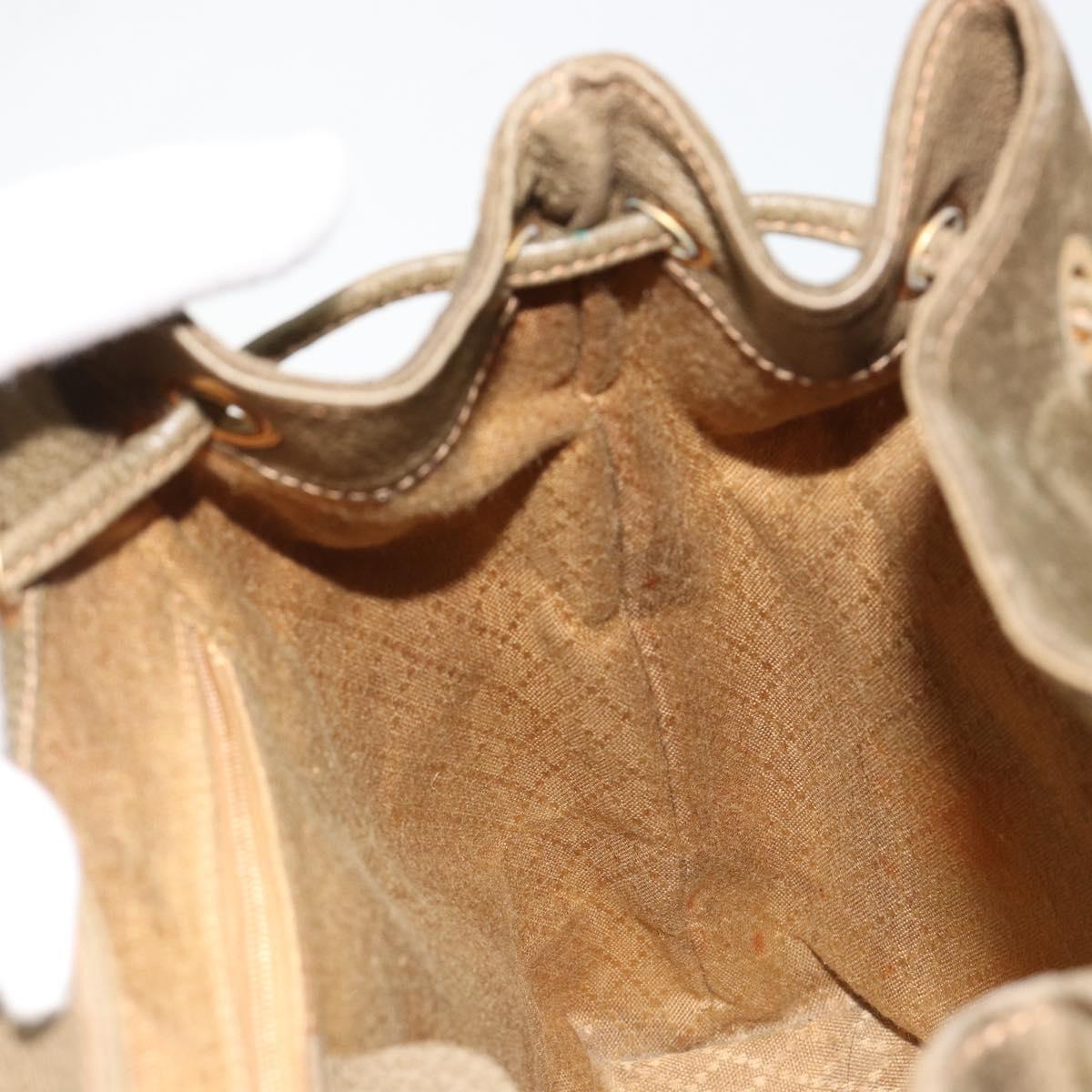 GUCCI Backpack Suede Khaki Gold 003 2058 0016 Auth 184537A