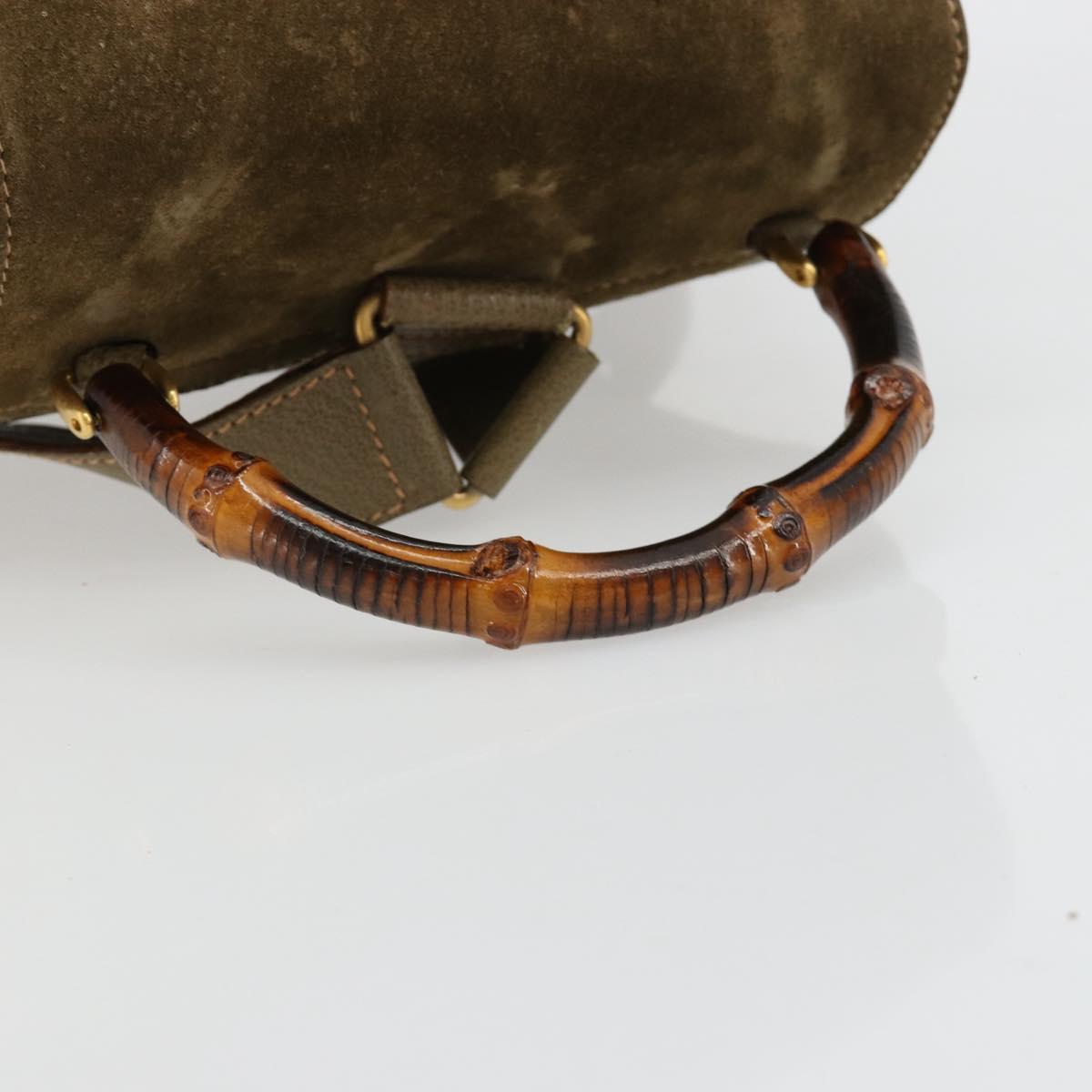 GUCCI Backpack Suede Khaki Gold 003 2058 0016 Auth 184537A