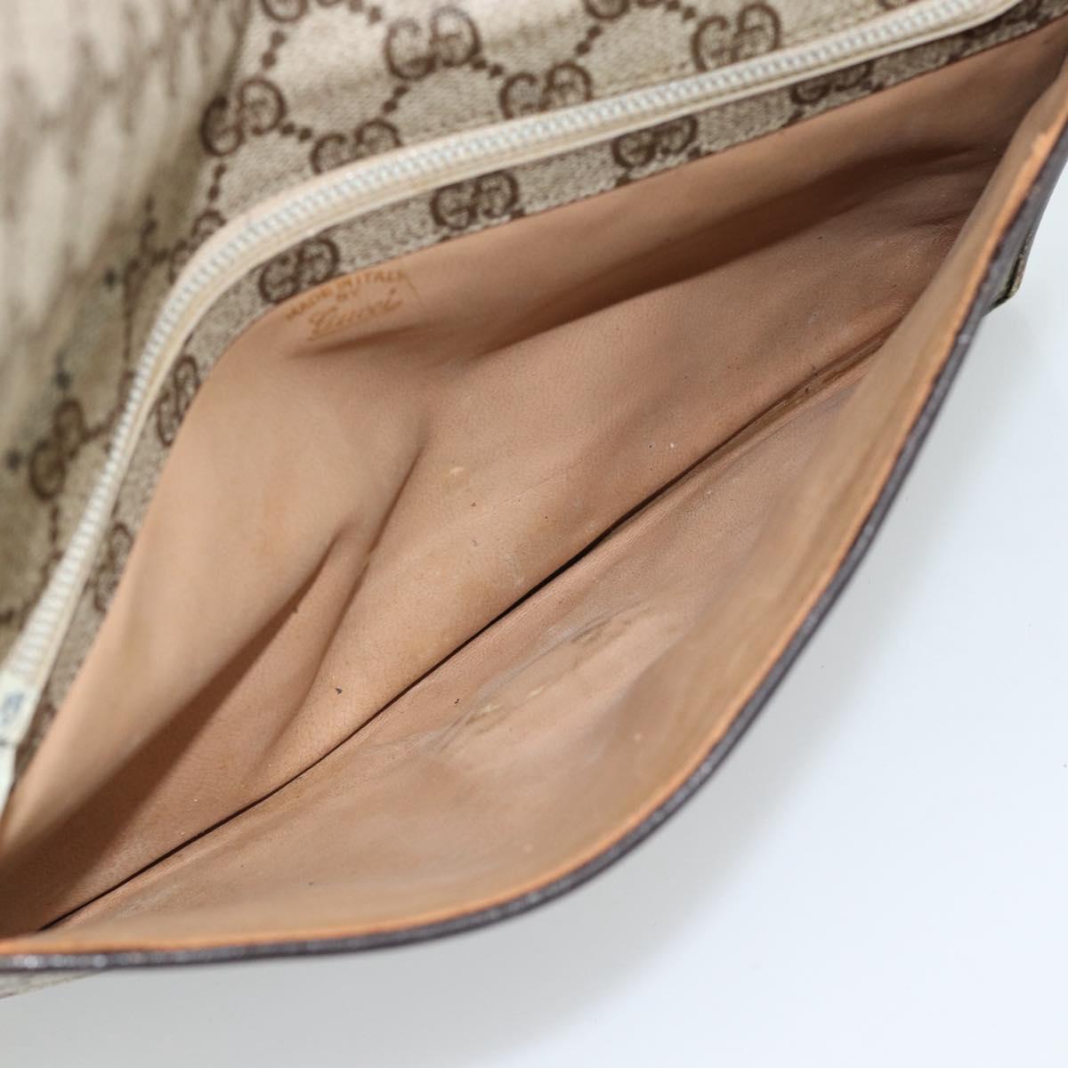 GUCCI GG Supreme Clutch Bag PVC Beige Gold Auth 184538