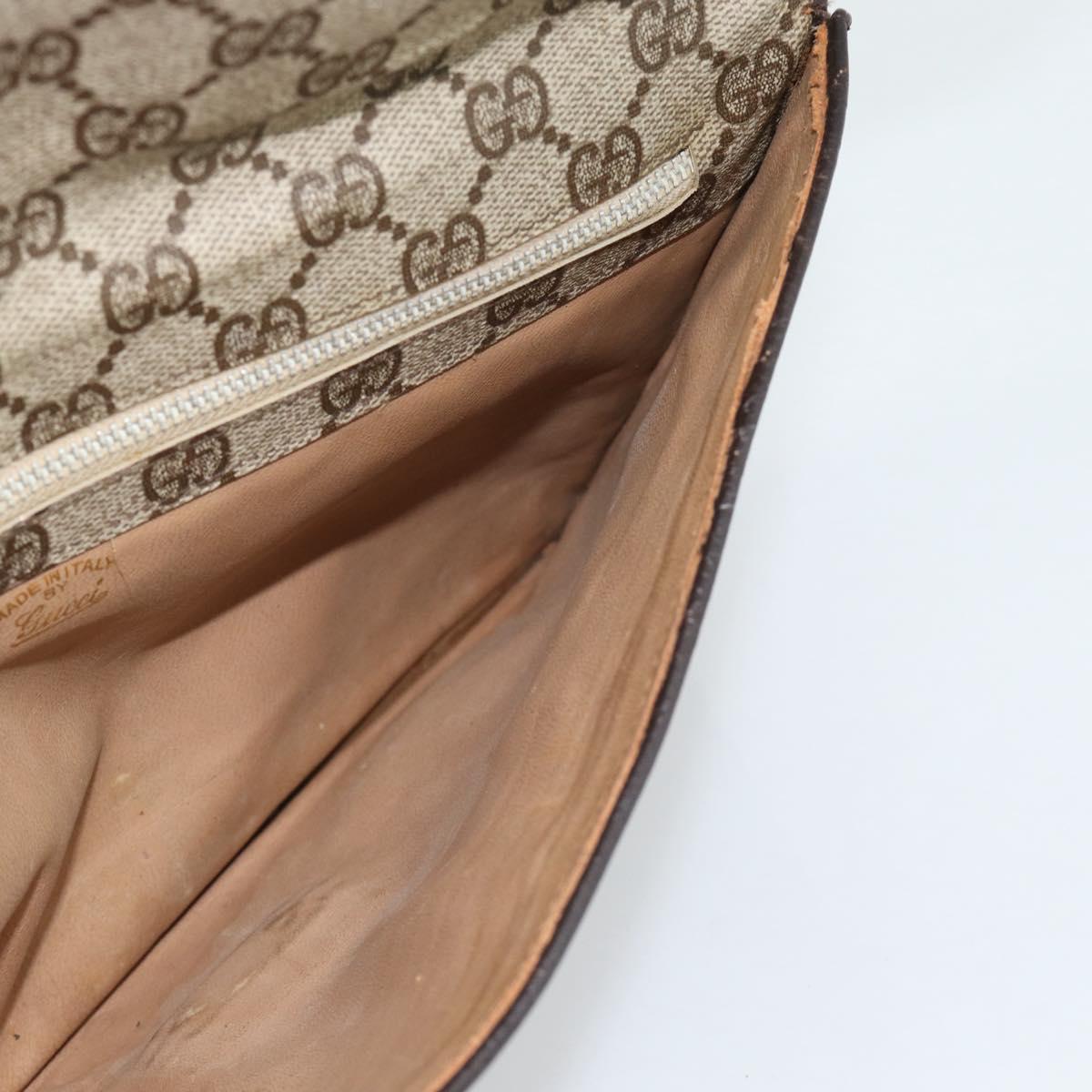 GUCCI GG Supreme Clutch Bag PVC Beige Gold Auth 184538
