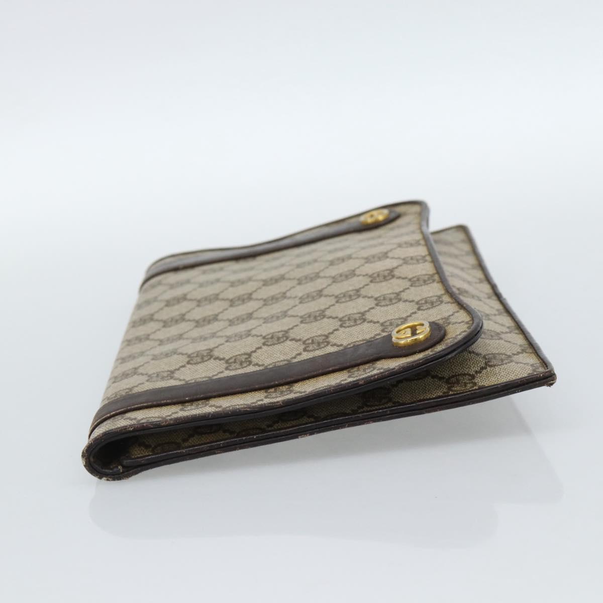 GUCCI GG Supreme Clutch Bag PVC Beige Gold Auth 184538