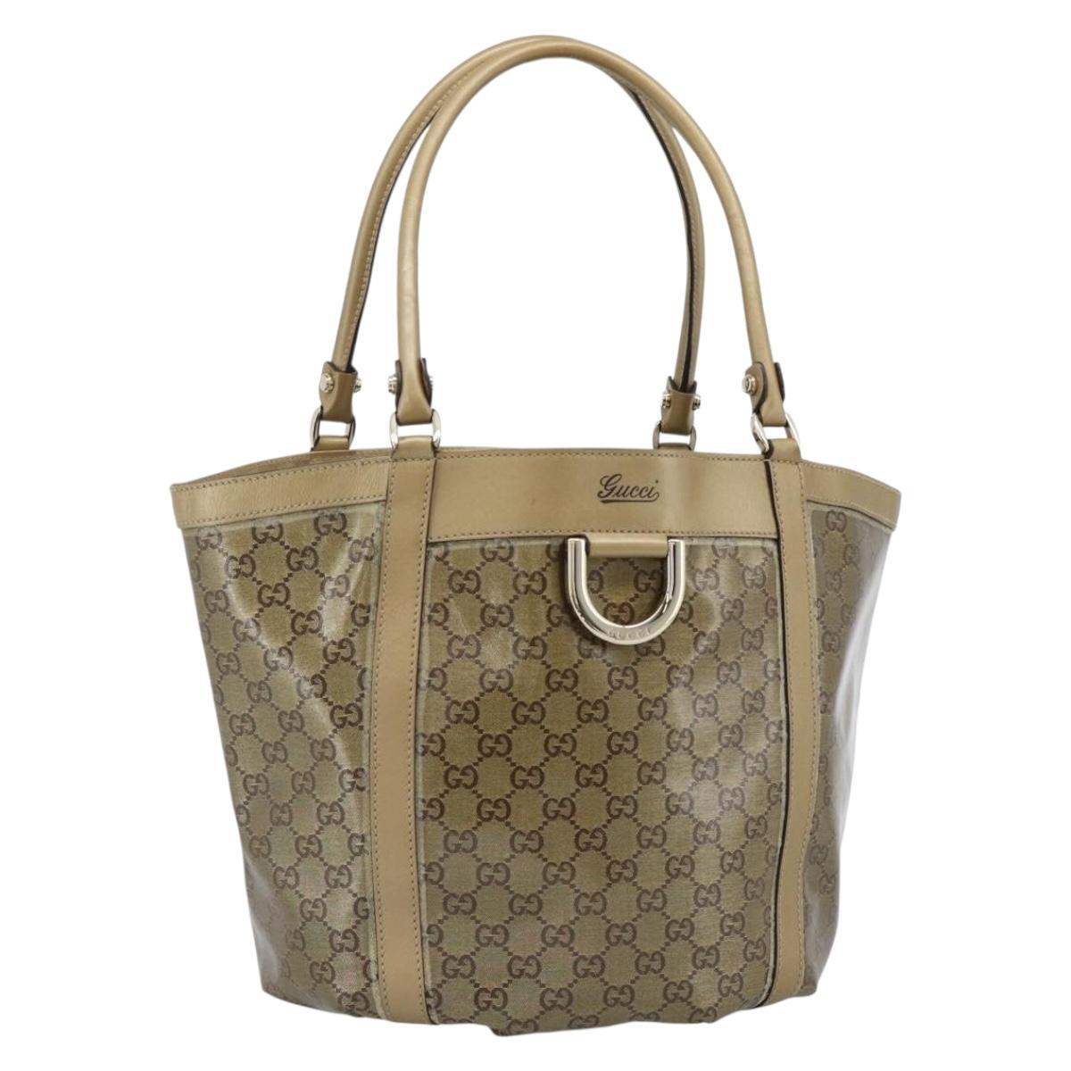 GUCCI GG Crystal Abbey Tote Bag Coated Canvas Gold 211982 Auth 184542