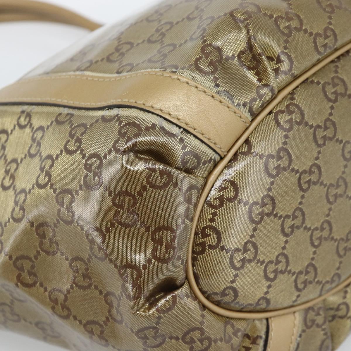 GUCCI GG Crystal Abbey Tote Bag Coated Canvas Gold 211982 Auth 184542