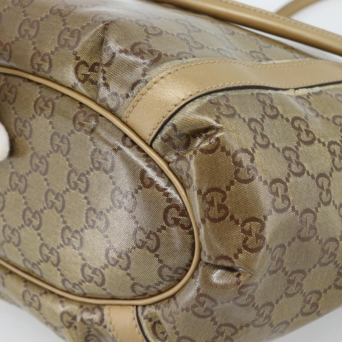 GUCCI GG Crystal Abbey Tote Bag Coated Canvas Gold 211982 Auth 184542