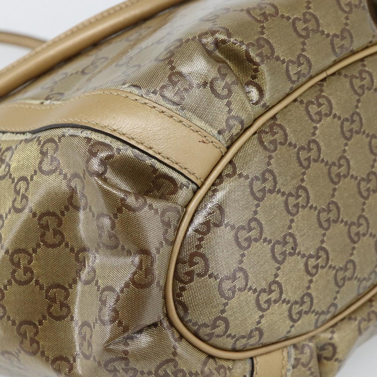 GUCCI GG Crystal Abbey Tote Bag Coated Canvas Gold 211982 Auth 184542