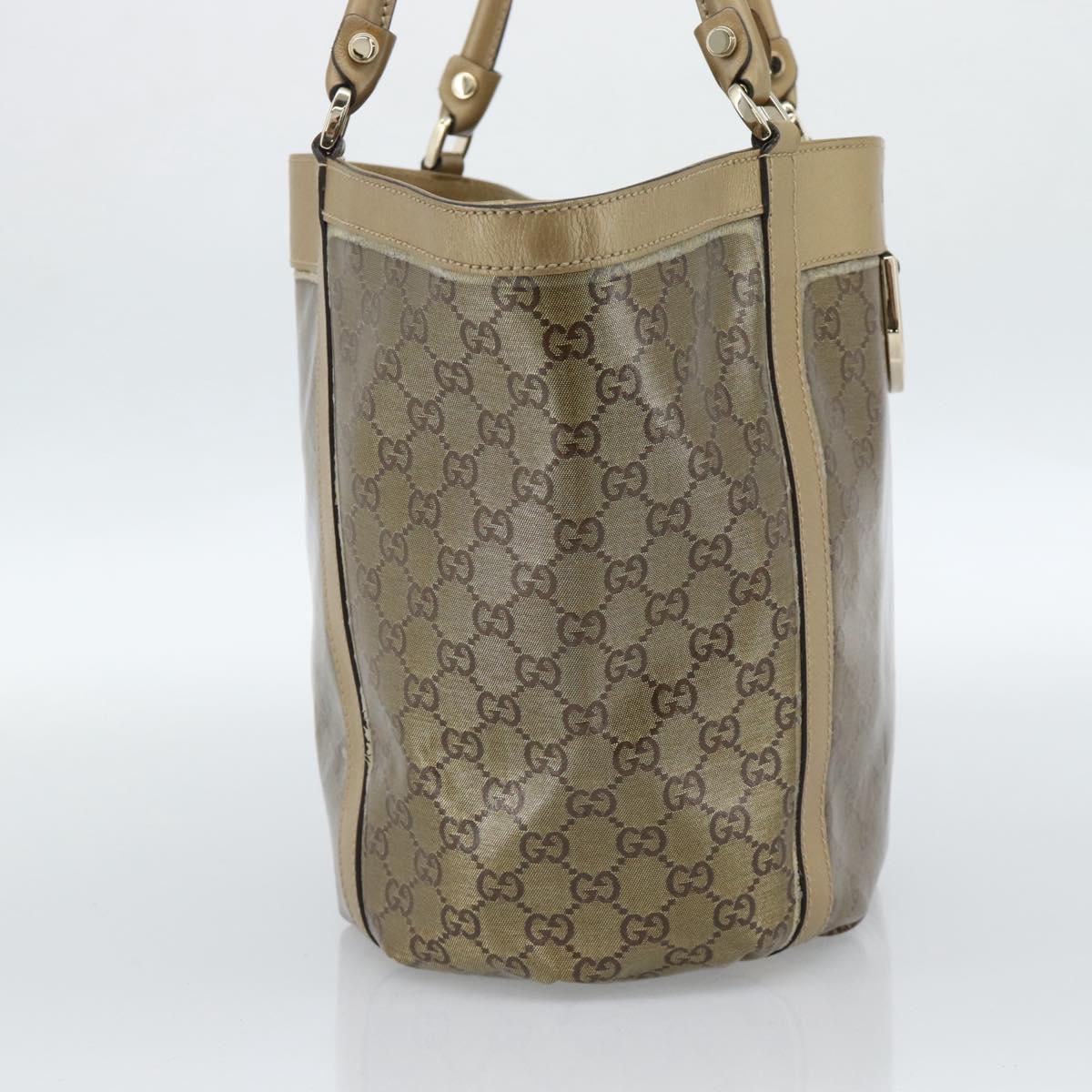 GUCCI GG Crystal Abbey Tote Bag Coated Canvas Gold 211982 Auth 184542